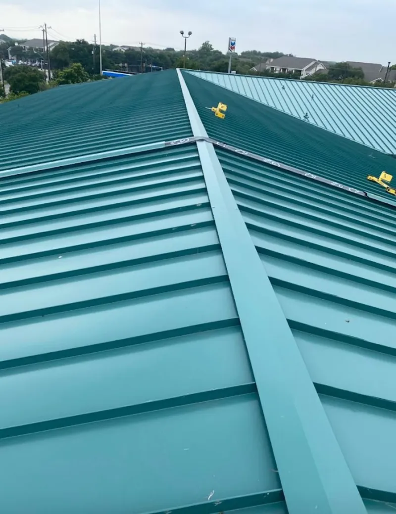 Green commercial metal roof ridge and valley for Metal Roof Repair in Gold Canyon